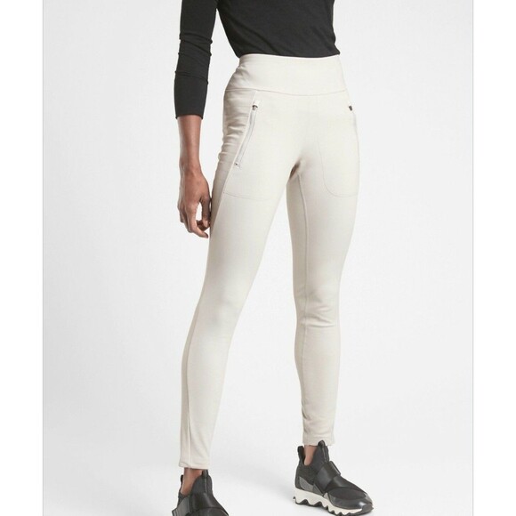 Athleta Peak Hybrid Fleece Size XXS Birch Grey Tight Winter Sport Pockets - Picture 1 of 11